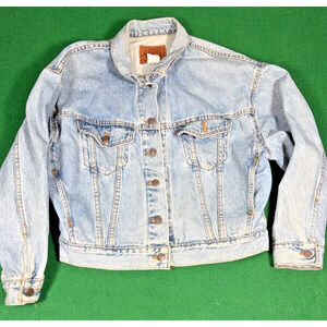 Vintage 90s Levi's Light Wash Denim Made In USA Trucker Jacket Medium